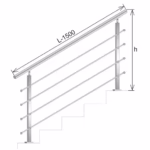 Zábradlie schody, VS AISI304, 40x40x2/4xd12/H900/L