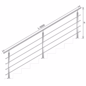 Zábradlie schod VS AISI304, 40x40x2/4xd12/H900/L30