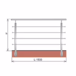 Zábradlie BR AISI304, 40x40x2/4xd12/H900/L1500mm
