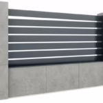 Hliníkový plot 1,2x2 m s obdĺžnikovou - latovou výplňou 20x100 a adaptérom 40x34, Antracit R7016