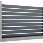 Hliníkový plot 1,7x2,0 m s obdĺžnikovou - latovou výplňou 20x120 a adaptérom 40x34, Antracit R7016