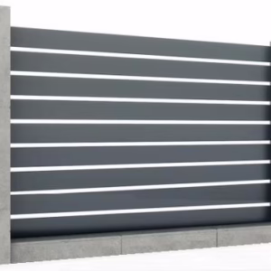 Hliníkový plot 1,7x2,0 m s obdĺžnikovou - latovou výplňou 20x120 a adaptérom 40x34, Antracit R7016