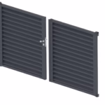 Hliníková žalúziová dvojkrídlová brána 3,92x1,85m, s kosodĺžnikovou výplňou 20x105 mm, Antracit R7016 - SET