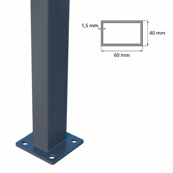 Stĺpik 60x40mm s pätkou ZnPVC 1200mm antracit