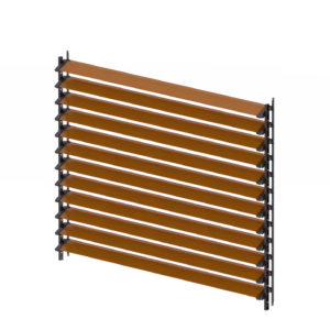 Set čierny ZN oceľový horizontálny naklápací systém 1,07 m s 1,5 m Drevo dekor ZLATÝ DUB kosodĺžnikovou výplňou 20x105