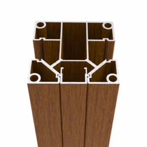 Set hliníkový plotový stĺpik 70 × 70 mm – 6,0 m – drevo dekor ZLATÝ DUB W03 – pre výplne 20 mm široké